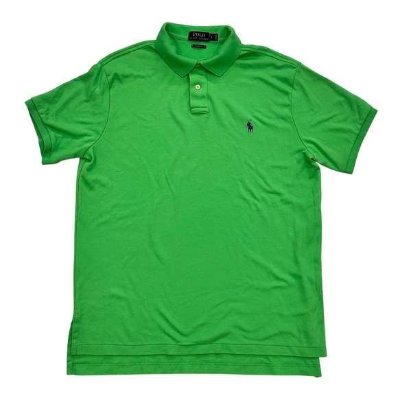 Polo Ralph Lauren Custom Fit Polo Shirt Mens Large L Green Purple Logo - Picture 2 of 9